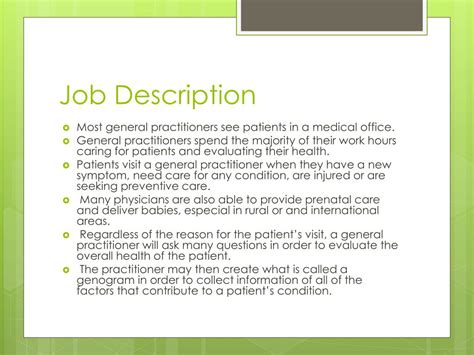 general practitioner job description.